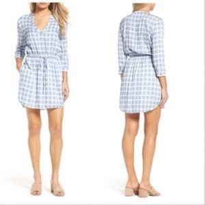 BB Dakota Blue White Plaid Shirt Dress